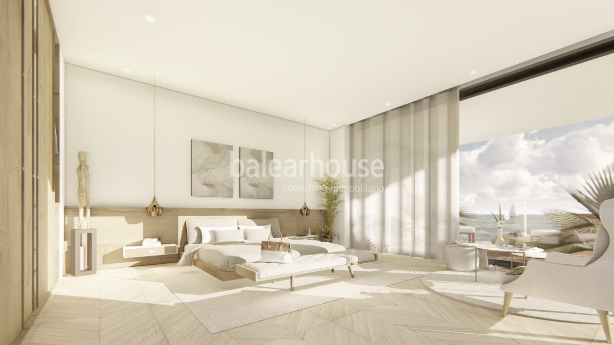 Nuevo proyecto de una magnífica vivienda transparente al paisaje y vistas al mar en Cala Vinyes.